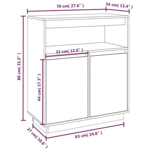 Skænk 70x34x80 cm massivt fyrretræ hvid