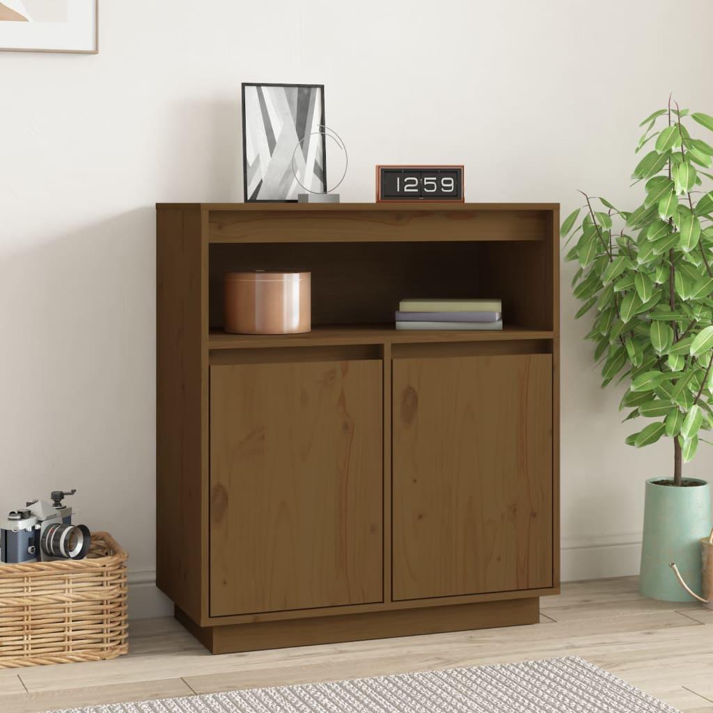Skænk 70x34x80 cm massivt fyrretræ gyldenbrun