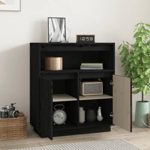Skænk 70x34x80 cm massivt fyrretræ sort
