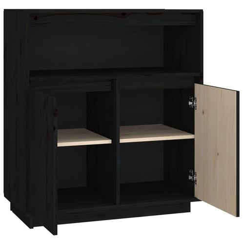 Skænk 70x34x80 cm massivt fyrretræ sort