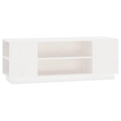 Tv-bord 110x35x40,5 cm massivt fyrretræ hvid