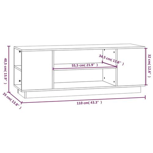 Tv-bord 110x35x40,5 cm massivt fyrretræ grå