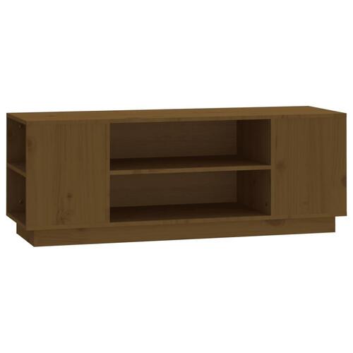 Tv-bord 110x35x40,5 cm massivt fyrretræ gyldenbrun
