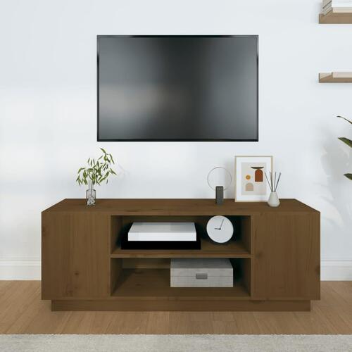Tv-bord 110x35x40,5 cm massivt fyrretræ gyldenbrun
