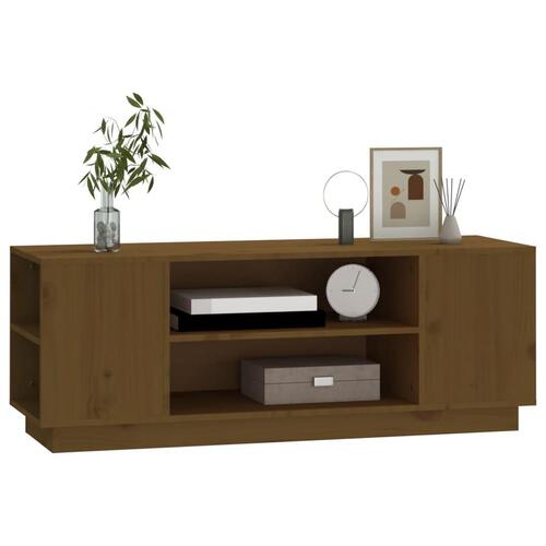 Tv-bord 110x35x40,5 cm massivt fyrretræ gyldenbrun