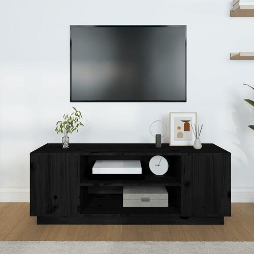 Tv-bord 110x35x40,5 cm massivt fyrretræ sort