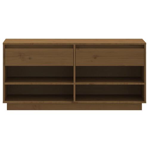 Skoreol 110x34x52 cm massivt fyrretræ gyldenbrun