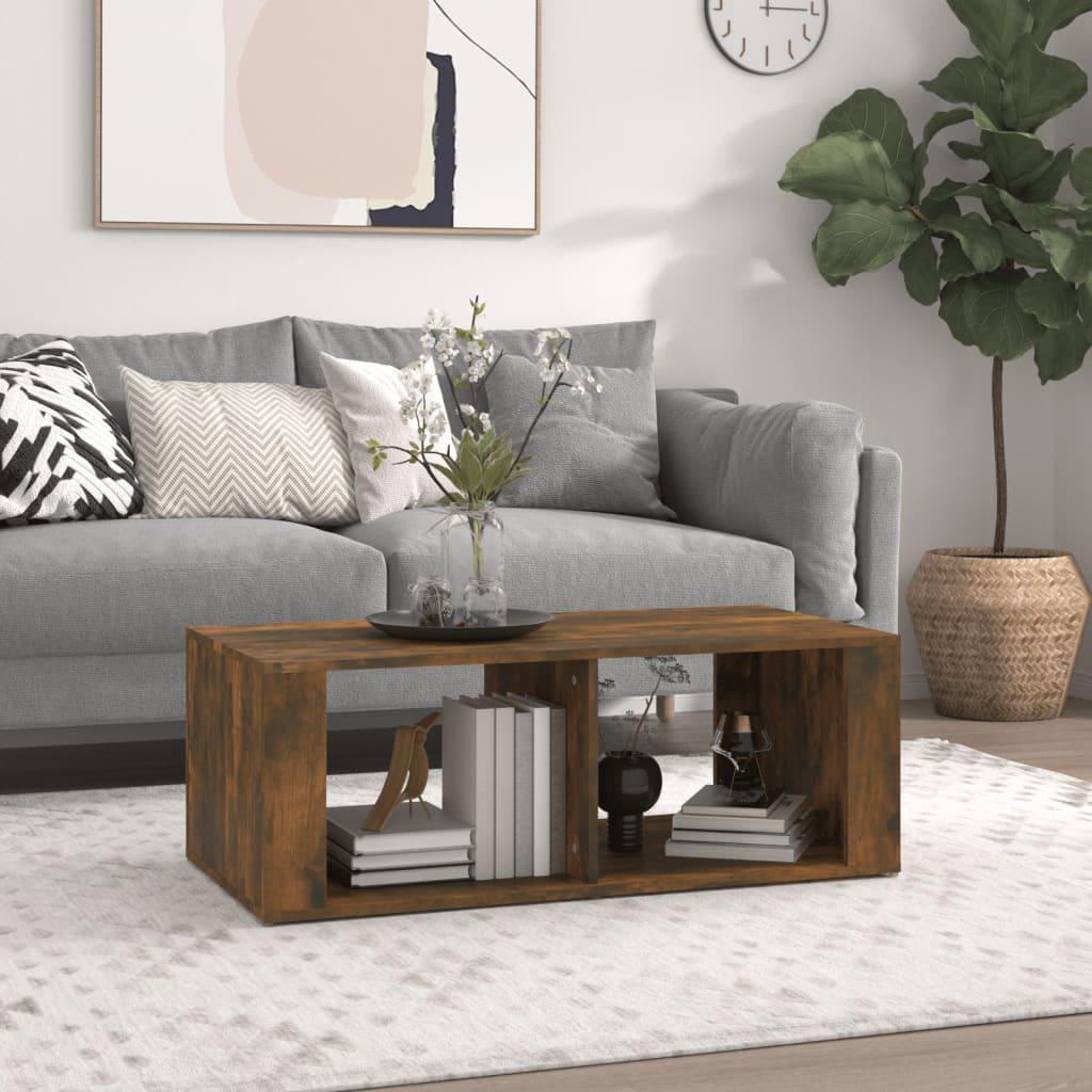 Sofabord 100x50x36 cm konstrueret træ røget egetræsfarve