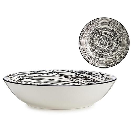 Dyb tallerken Striber Porcelæn Sort Hvid 6 enheder (20 x 4,7 x 20 cm)