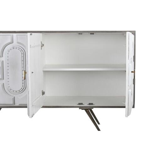 Skænk Grå Gylden Metal Hvid Mangotræ (152 x 43 x 84 cm)