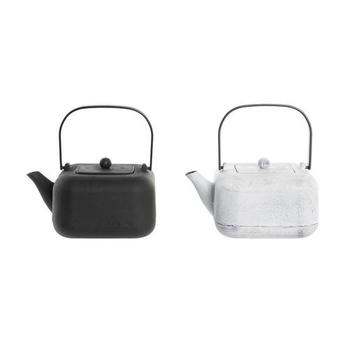 Tekande DKD Home Decor Sort Rustfrit stål Hvid (1,2 L) (2 enheder)