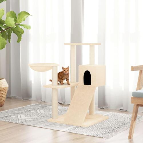 Kradsetræ med sisalkradsestolper 82 cm cremefarvet