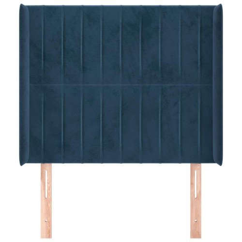 Sengegavl med kanter 83 x 16 x 118/128 cm - mørkeblå fløjl