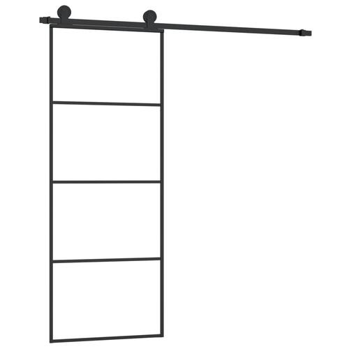 Skydedør med hardwaresæt 76x205 cm sikkerhedsglas aluminium