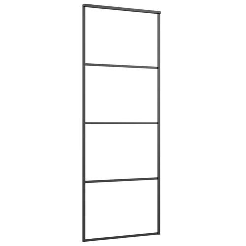 Skydedør med hardwaresæt 76x205 cm sikkerhedsglas aluminium