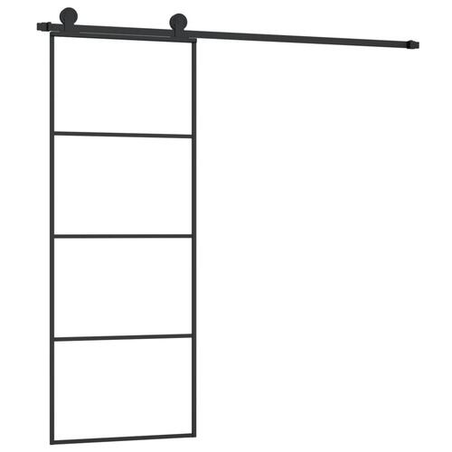Skydedør med hardwaresæt 76x205 cm sikkerhedsglas aluminium