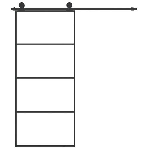 Skydedør med hardwaresæt 90x205 cm sikkerhedsglas aluminium