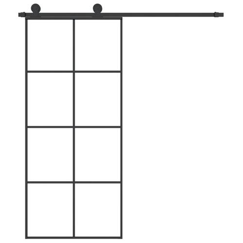 Skydedør med hardwaresæt 90x205 cm sikkerhedsglas aluminium