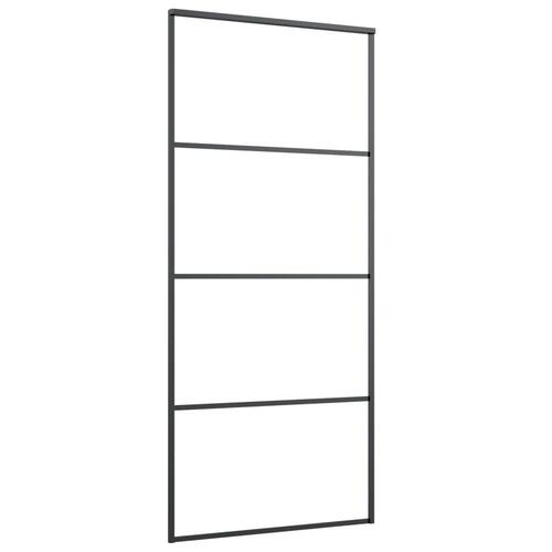 Skydedør med hardwaresæt 90x205 cm sikkerhedsglas aluminium