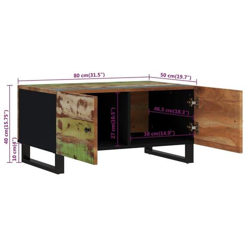 Sofabord 80x50x40 cm massivt mangotræ konstrueret træ