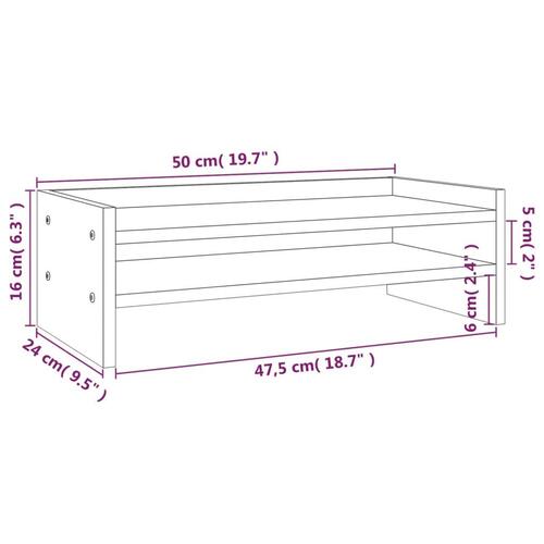 Skærmholder 50x24x16 cm massivt fyrretræ grå