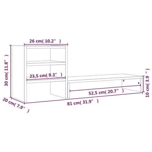 Skærmholder 81x20x30 cm massivt fyrretræ