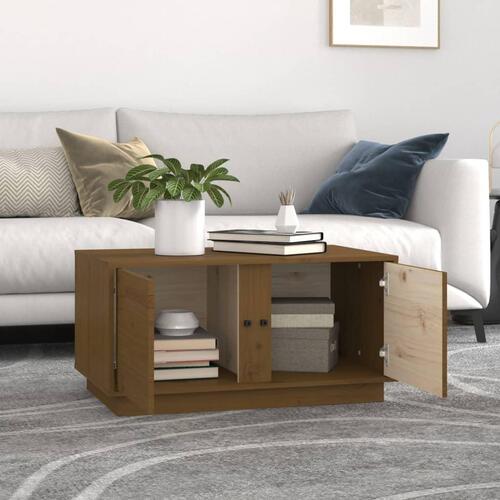 Sofabord 80x50x40 cm massivt fyrretræ gyldenbrun