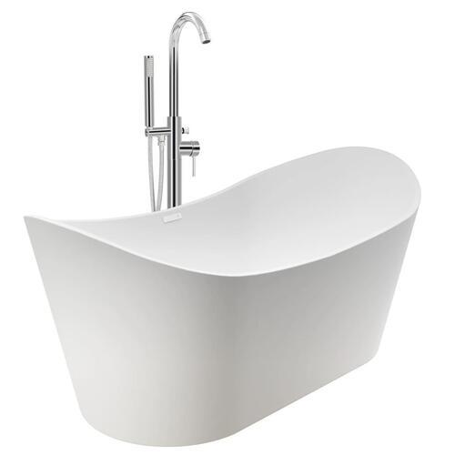 Fritstående badekar og hane 204 L 118,5 cm sølvfarvet