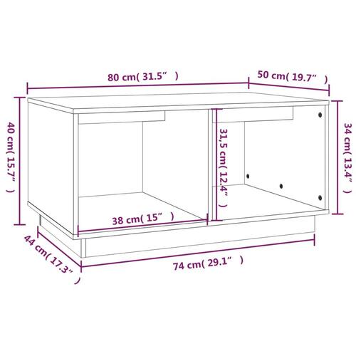Sofabord 80x50x40 cm massivt fyrretræ