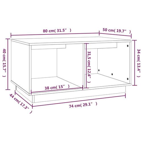 Sofabord 80x50x40 cm massivt fyrretræ