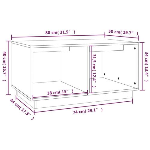 Sofabord 80x50x40 cm massivt fyrretræ