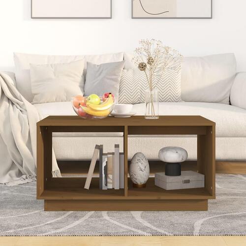 Sofabord 80x50x40 cm massivt fyrretræ gyldenbrun