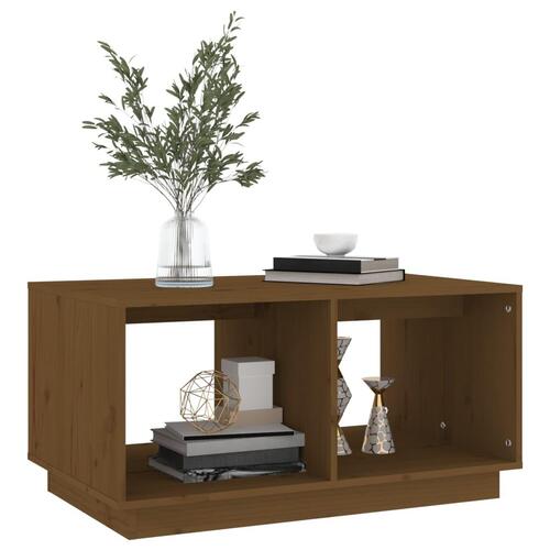 Sofabord 80x50x40 cm massivt fyrretræ gyldenbrun