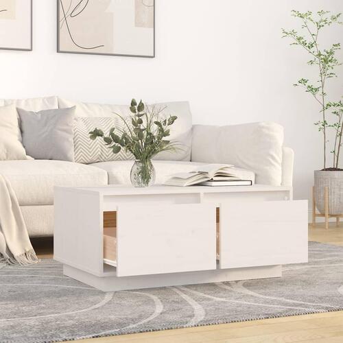 Sofabord 80x50x35 cm massivt fyrretræ hvid