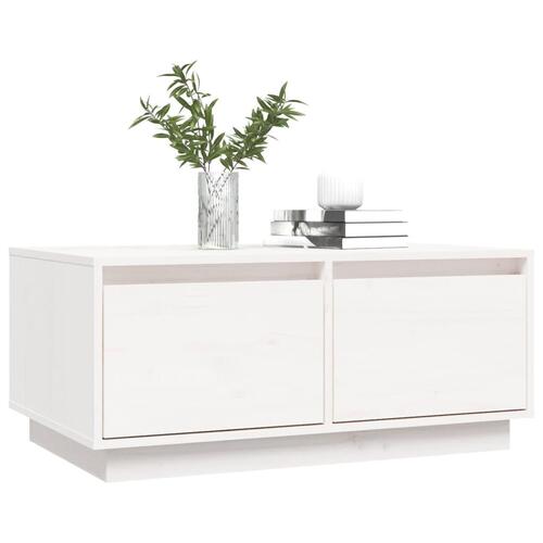 Sofabord 80x50x35 cm massivt fyrretræ hvid