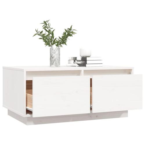Sofabord 80x50x35 cm massivt fyrretræ hvid