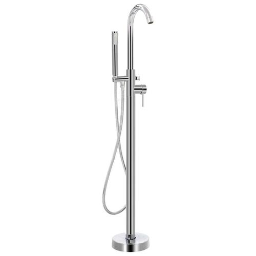 Fritstående badekar og hane 204 L 118,5 cm sølvfarvet