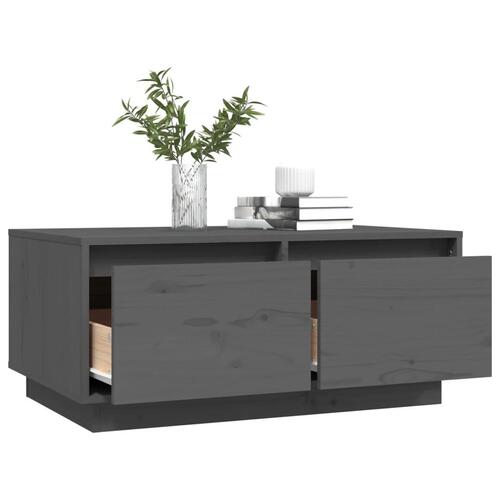 Sofabord 80x50x35 cm massivt fyrretræ grå