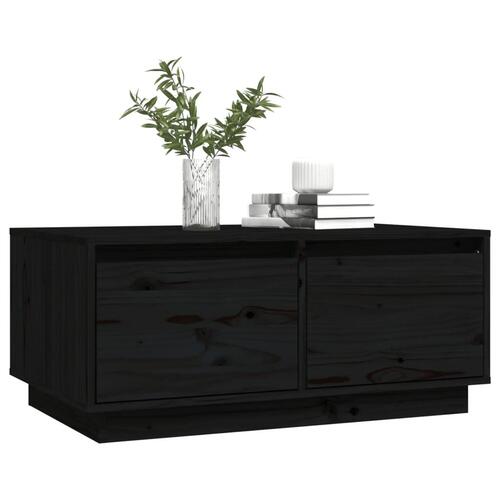 Sofabord 80x50x35 cm massivt fyrretræ sort