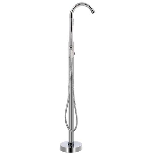 Fritstående badekar og hane 204 L 118,5 cm sølvfarvet