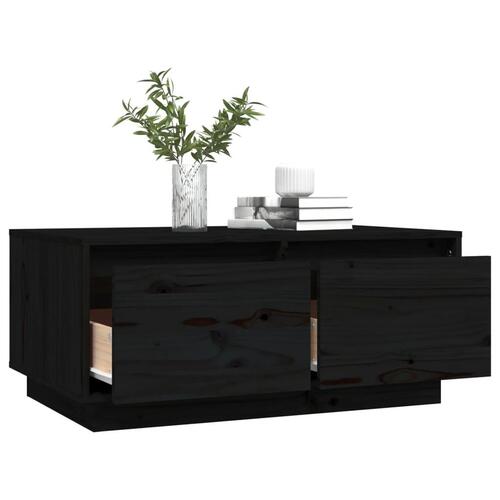 Sofabord 80x50x35 cm massivt fyrretræ sort