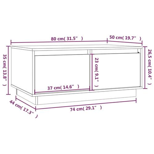 Sofabord 80x50x35 cm massivt fyrretræ sort