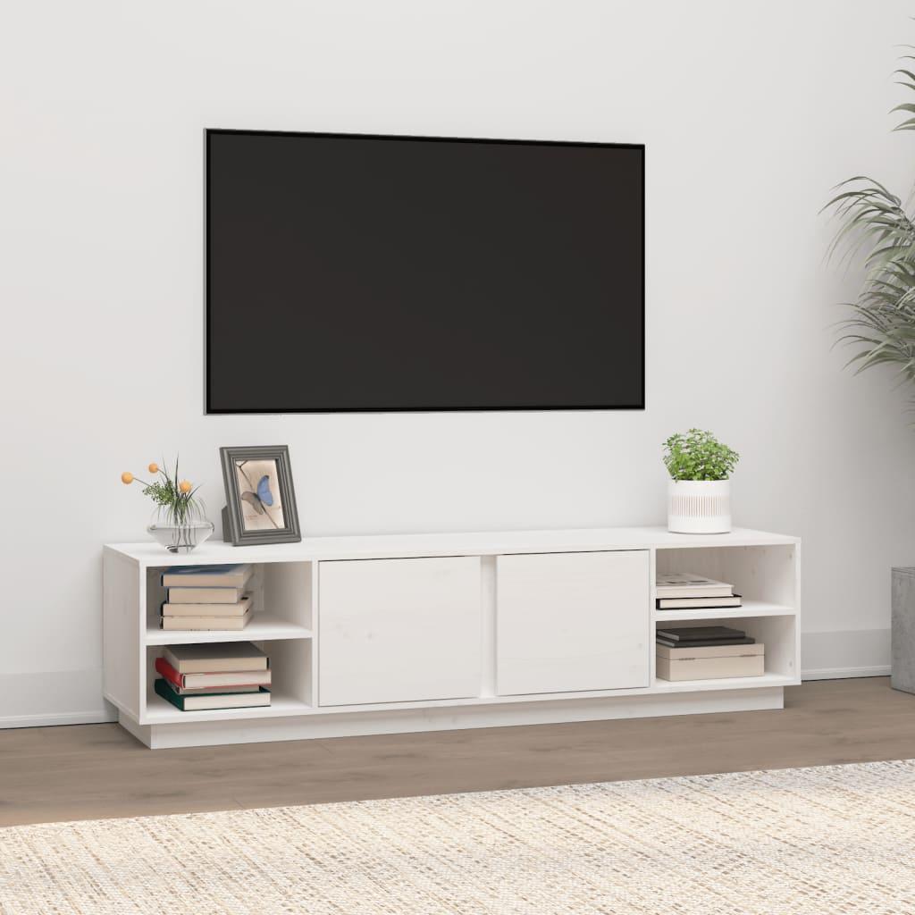 Tv-bord 156x40x40 cm massivt fyrretræ hvid