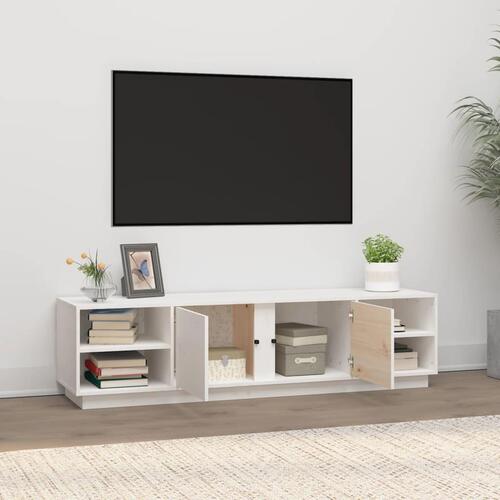 Tv-bord 156x40x40 cm massivt fyrretræ hvid