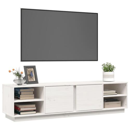 Tv-bord 156x40x40 cm massivt fyrretræ hvid