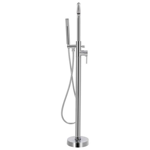 Fritstående badekar og hane 204 L 118,5 cm sølvfarvet