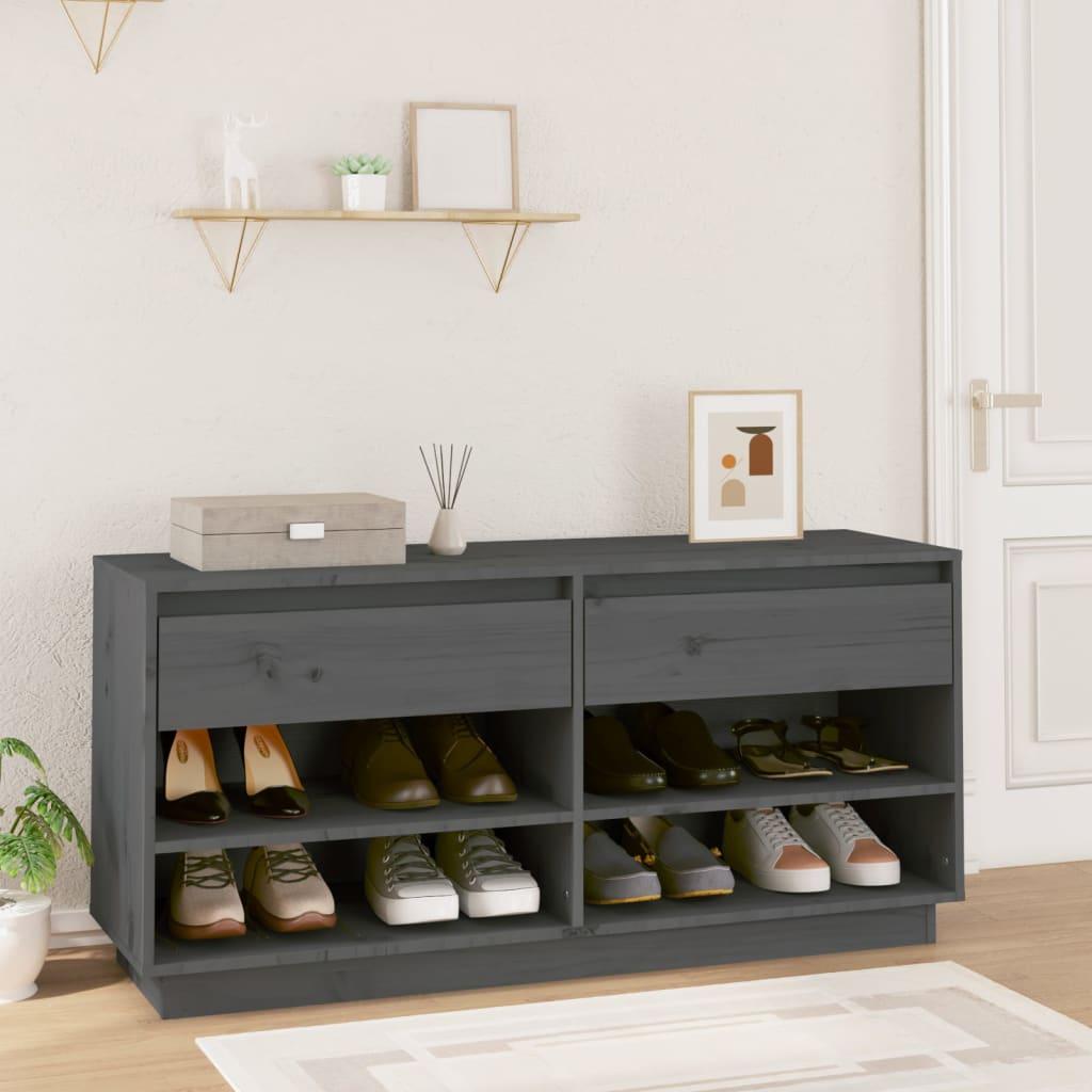 Skoreol 110x34x52 cm massivt fyrretræ grå