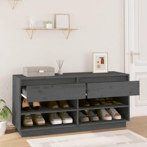 Skoreol 110x34x52 cm massivt fyrretræ grå