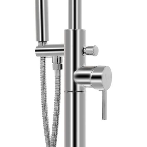 Fritstående badekar og hane 204 L 118,5 cm sølvfarvet