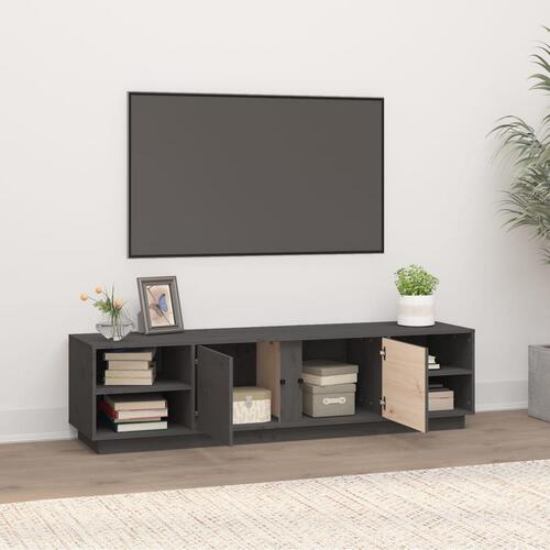 Tv-bord 156x40x40 cm massivt fyrretræ grå